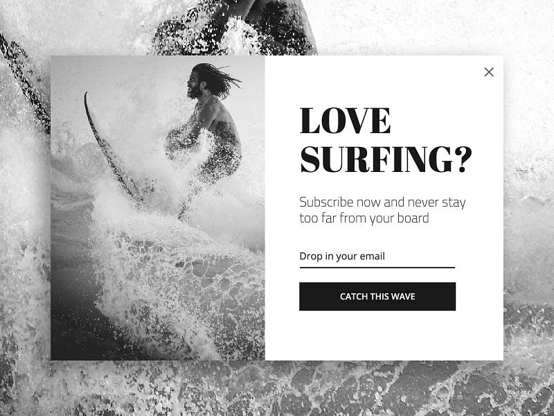 A highly targeted email subscription popup which makes your audience fall in love
