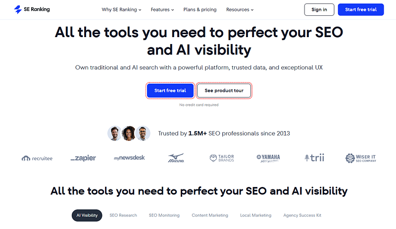 SE Ranking ai visibility tools