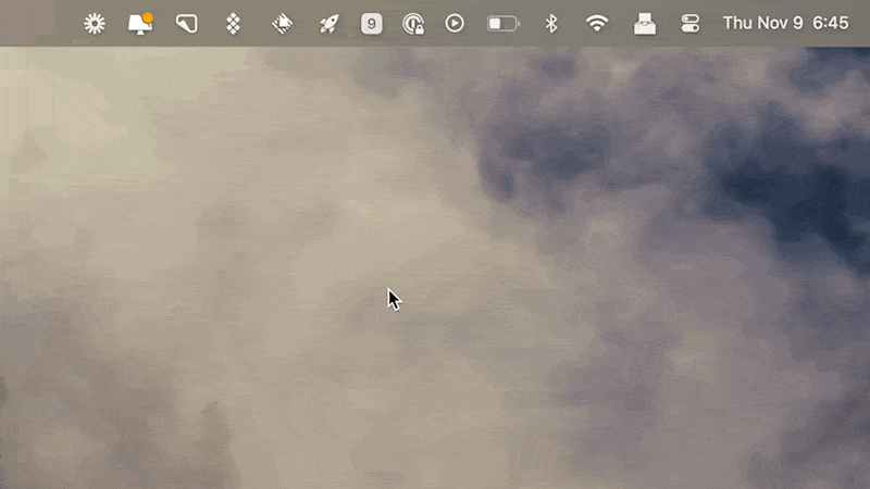 Gif of how the bartender app hides app icons in the menu bar for a cleaner appearance