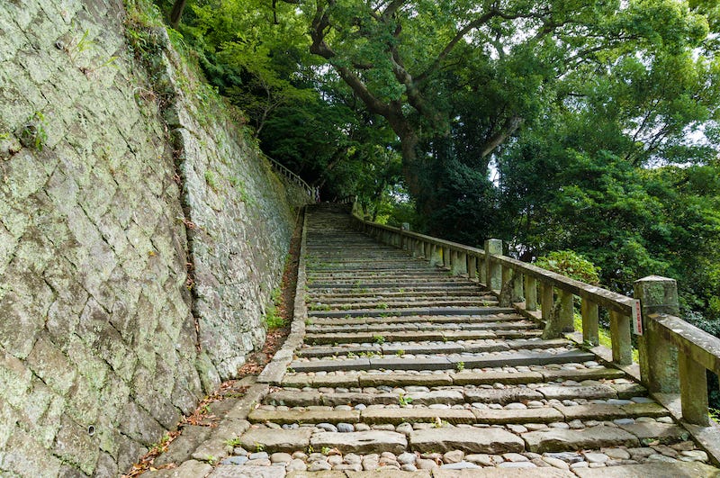 The long stairway to Kunozan Toshogu Shrine in Shizuoka Prefecture