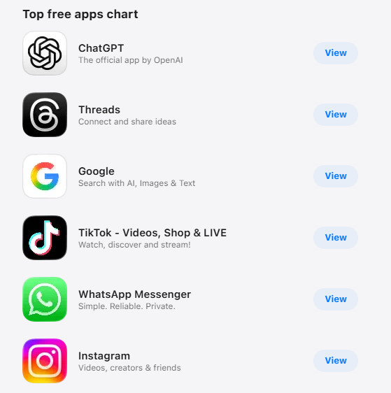 chatgpt apple number 1 free app