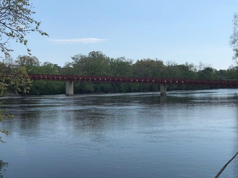 Indiana University of South Bend pedestrian bridge over the St. Joe River