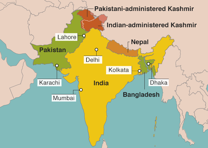 India’s map showing newly created Pakistan.