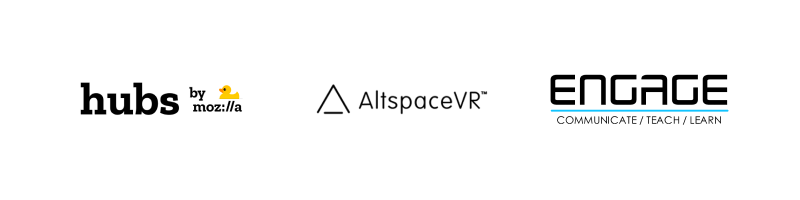 Virtual Reality logos — Mozilla Hubs, Altspace VR, Engage