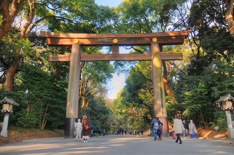 The main torii of Meiji Jingu near Tokyo’s Harajuku area