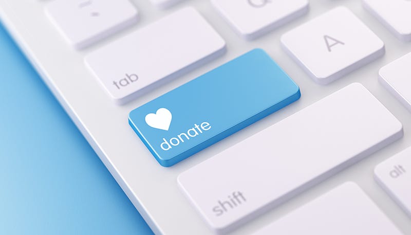 photo of a keyboard with a highlighted donate button