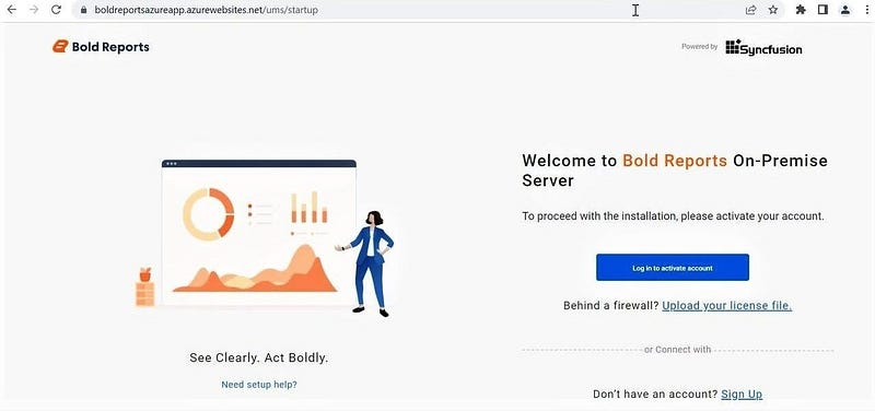 Application startup page.