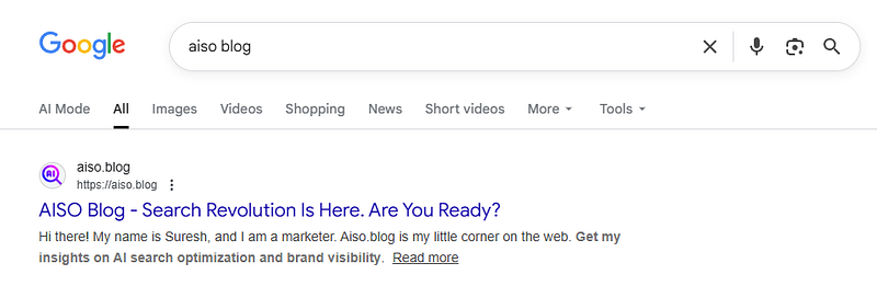 AISO Blog on Google Search Intent