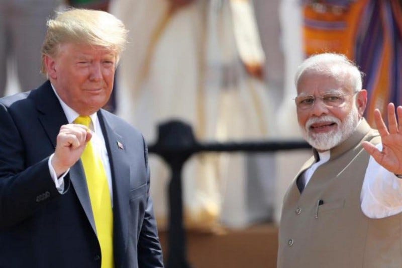 Prime Minister Narendra Modi with ex-President Donald Trump