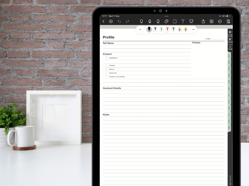 a goodnotes planner template inside an iPad Pro