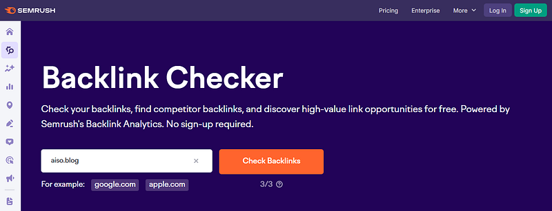 semrush free backlink checker at AISO Blog