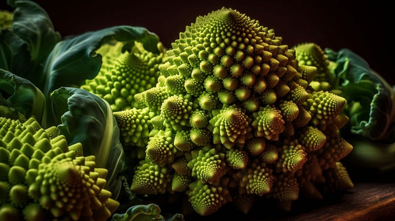 An image of a Romanesco broccoli that clearly shows that fractal patterns can also be found in nature.