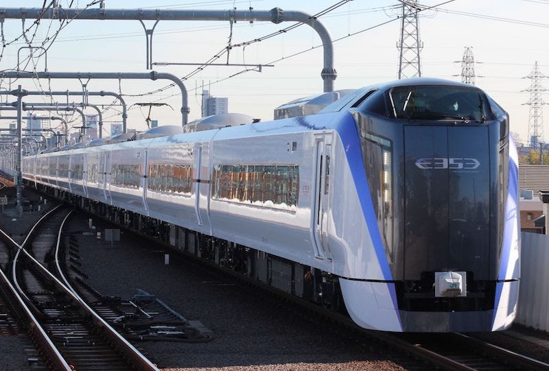 One of JR’s Azusa trains bound for Suwa and Matsumoto in Nagano Prefecture