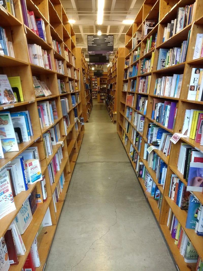 bookshelves in Powell's