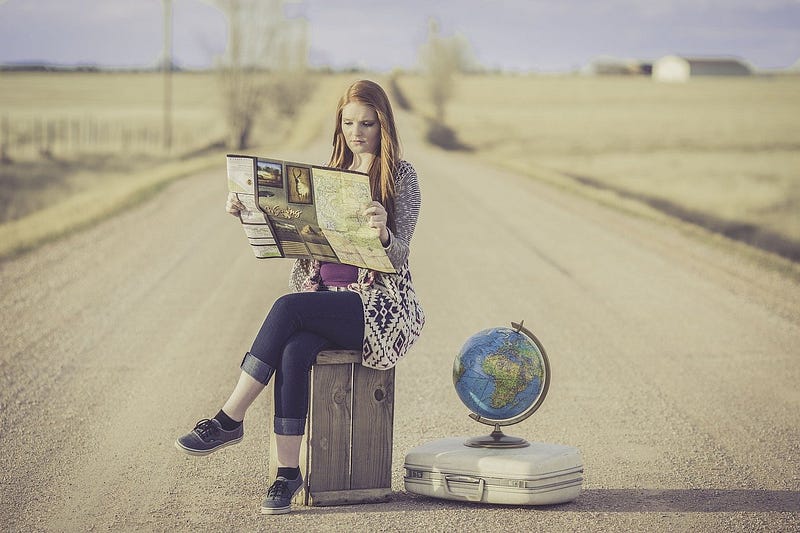 Woman looking at a map.
