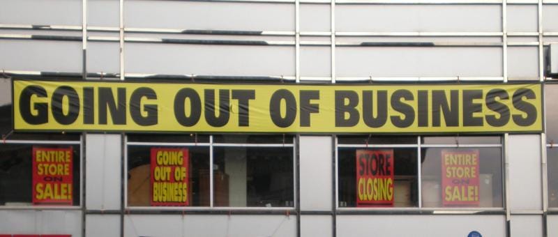 A store sign stating ‘Going out of business’