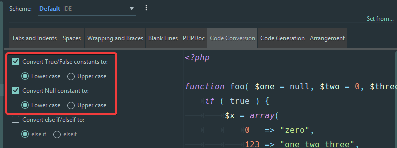 Vẫn đang trong giao diện Editor > Code Style > PHP