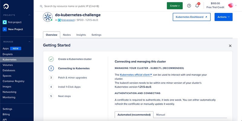 DigitalOcean K8s Dashboard