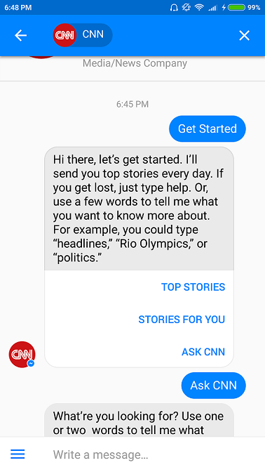 CNN Messenger News Chatbot