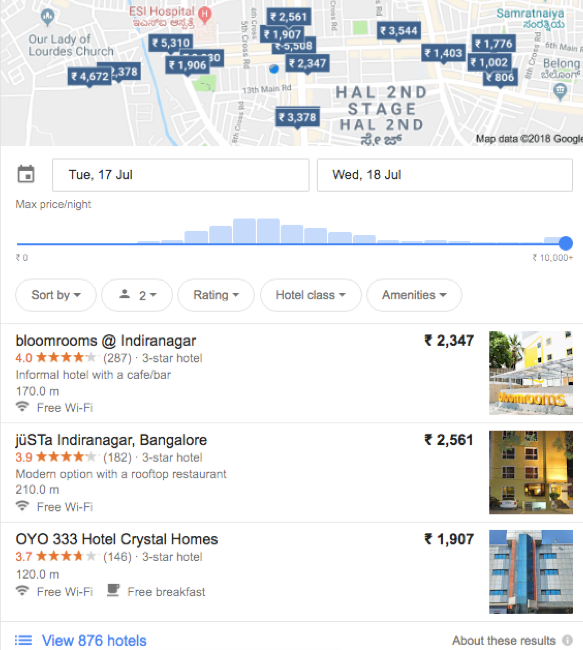 Example of Google My Business Listings in Map