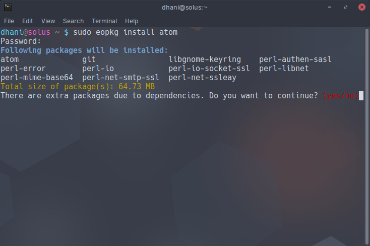 Using Solus’ eopkg package manager. (Credit: solus-os.blogspot.com)