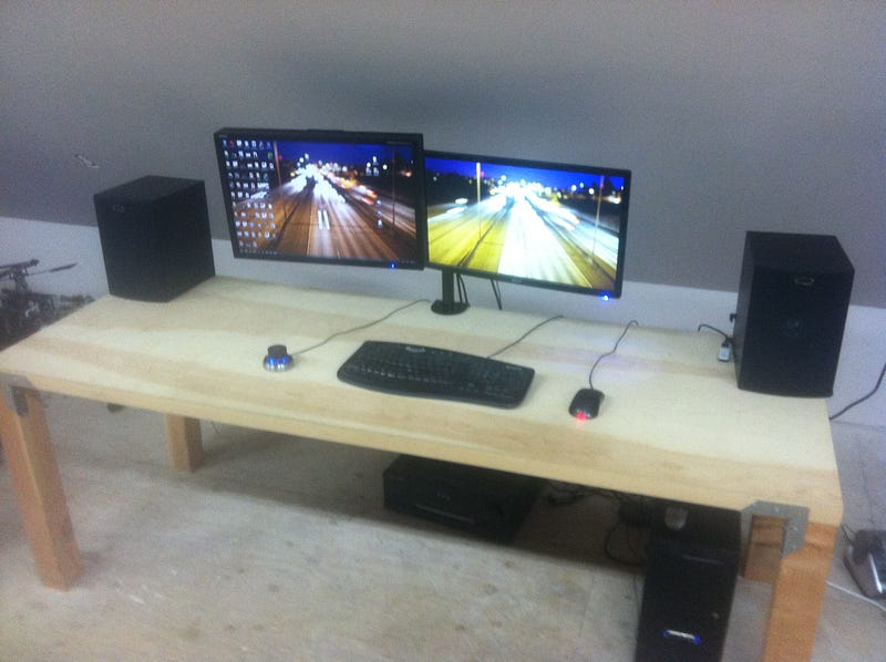 Door Desk A Startup S Best Friend Every Axis The First Desk We Built Was Very Similar To Same Ones You Will Find In Freefly Today It S Comprised Of A Solid Core Door Top 4x4 Legs And Casters