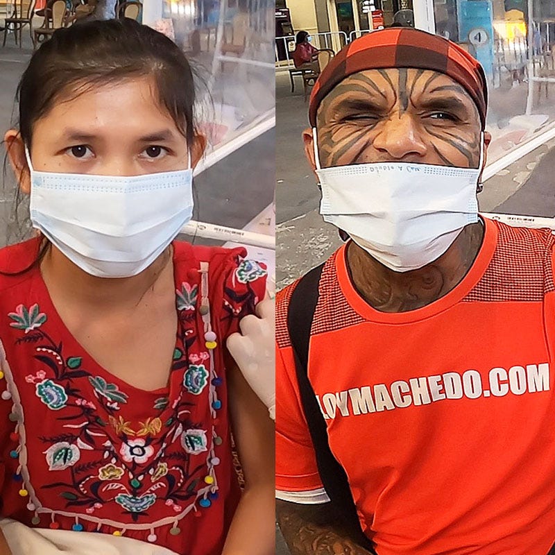 Loy Machedo & Nitnipa Nakoon receiving Covid19 Vaccine in Koh Samui, Thailand