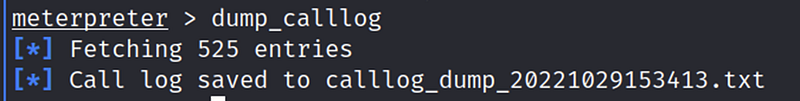 Use of dump_calllog command.