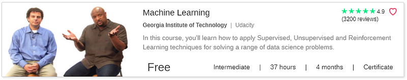 Machine Learning by Udacity