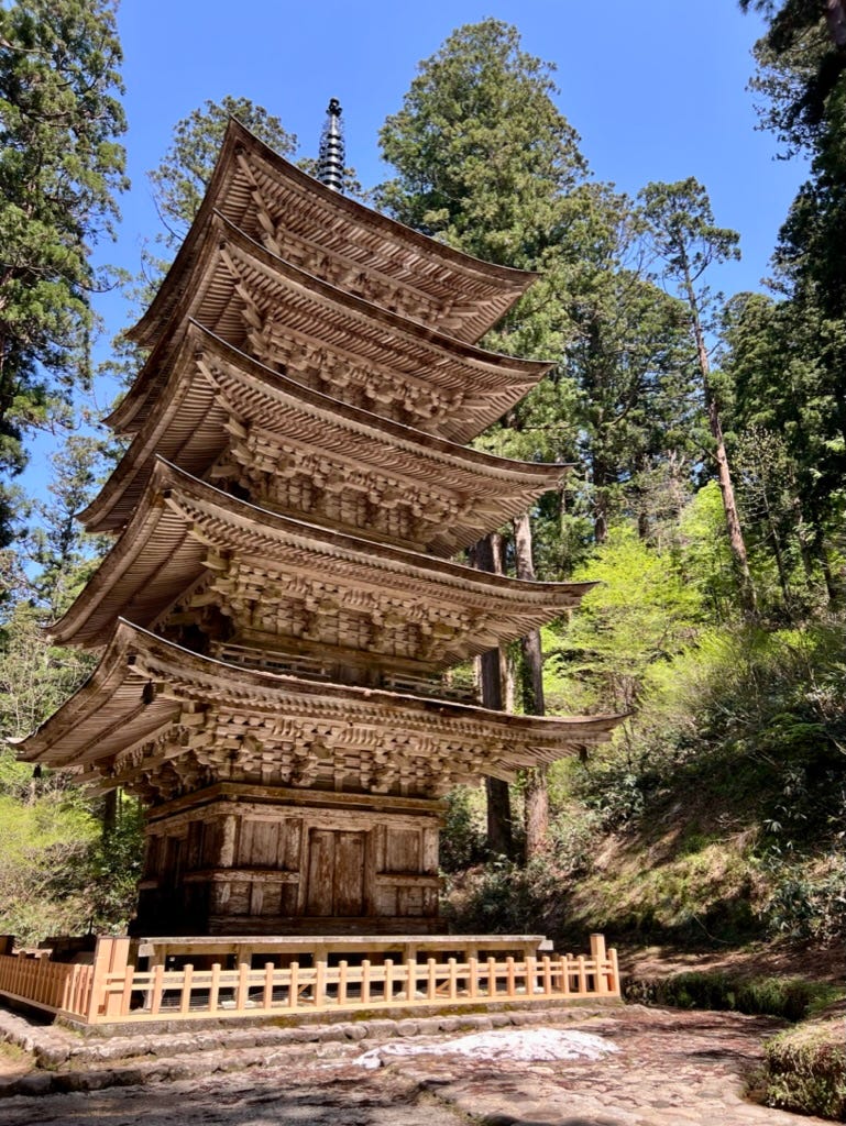 Ancient 5 story wooden pagoda on Mount Haguro.