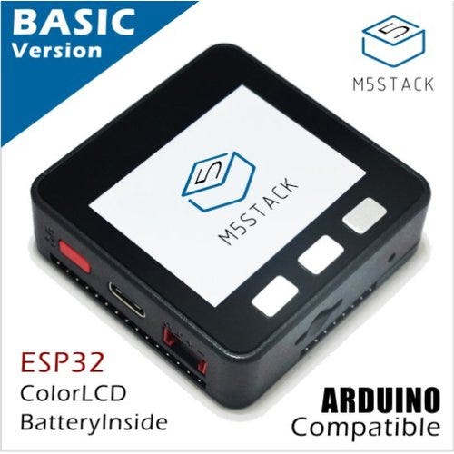 主力製品のM5Stack
Basic。学校などでの大量導入も増えてきた開発ボード。