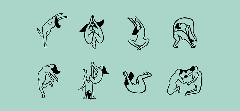 Collection of illustrative figure drawings of women rendered as vector icons on Noun Project, designed by creator Kadi Franson