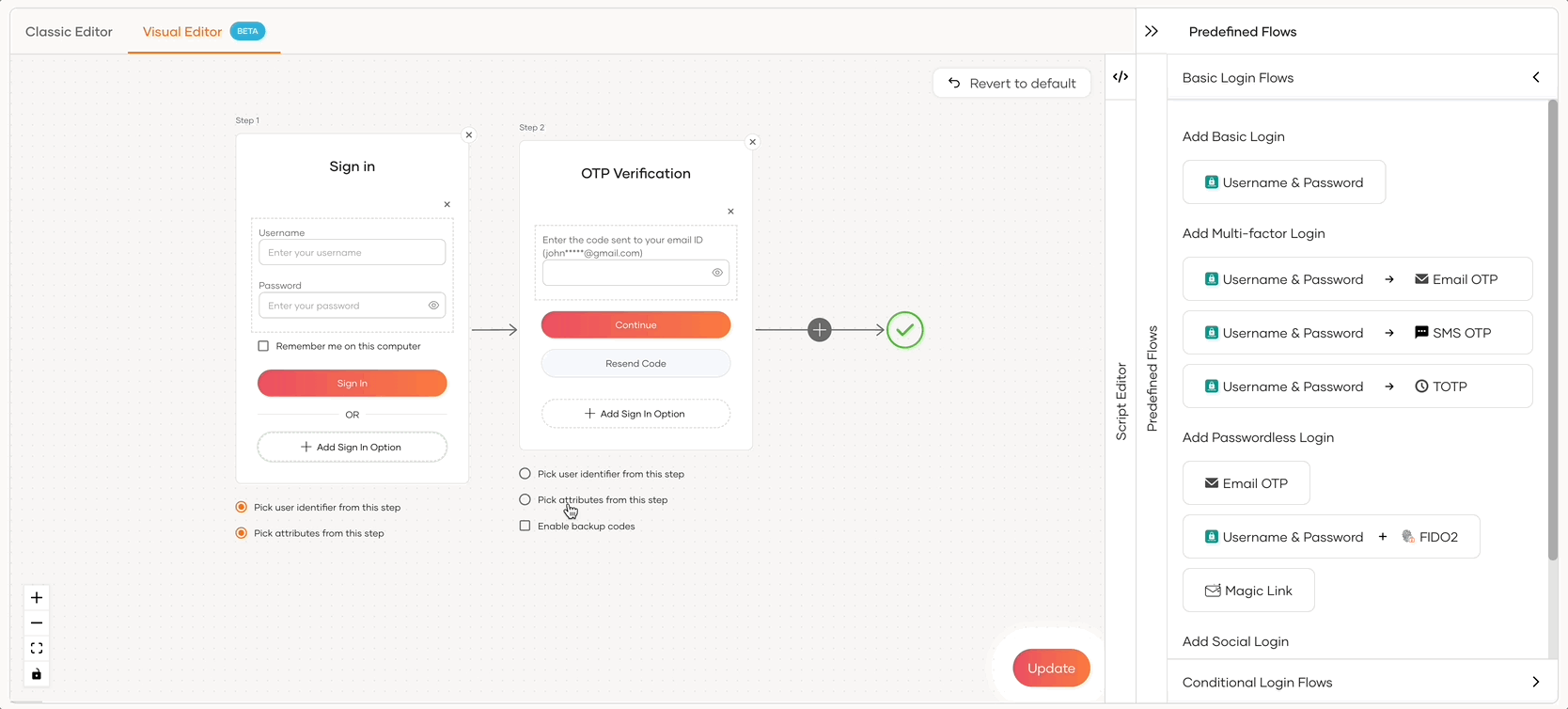 Pick step configurations