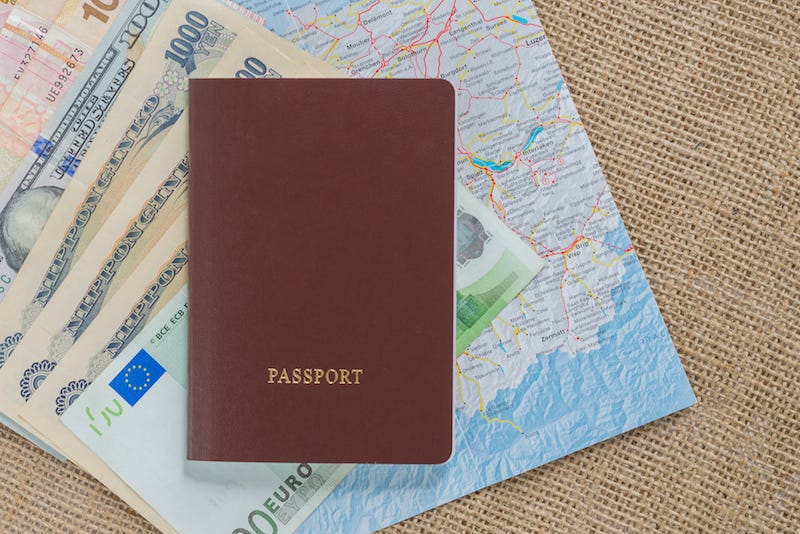 A tourist traveling in the Japanese countryside brings a backup of their passport