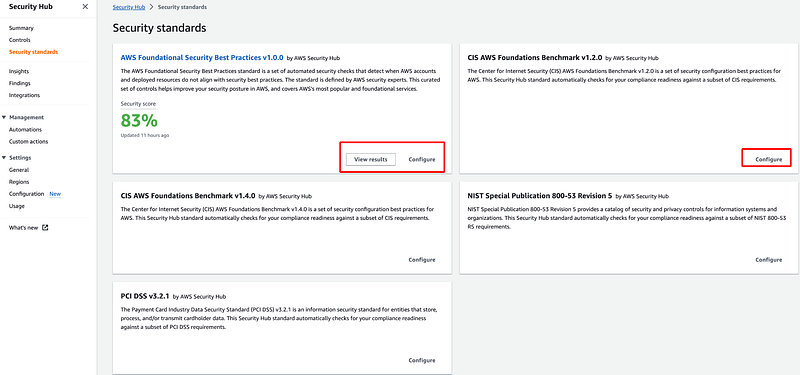 Configure standards