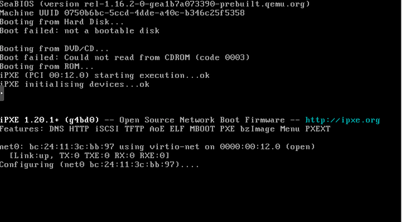 DHCP and the server communicating to pxe boot
