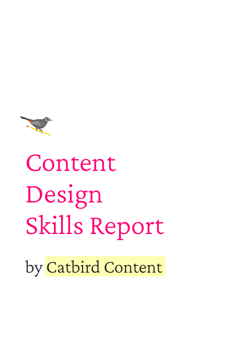 Animated gif showing example pages from the Content Design Skills Report by Catbird Content