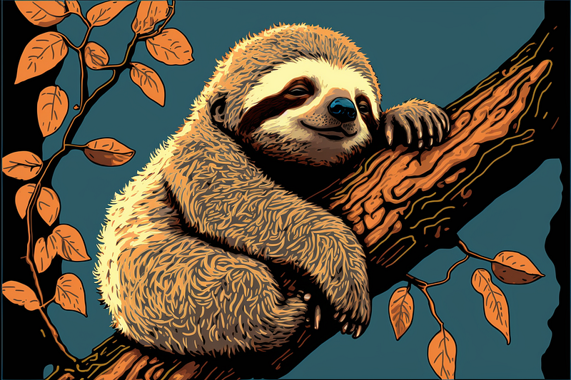 Pop art image of a sleeping sloth