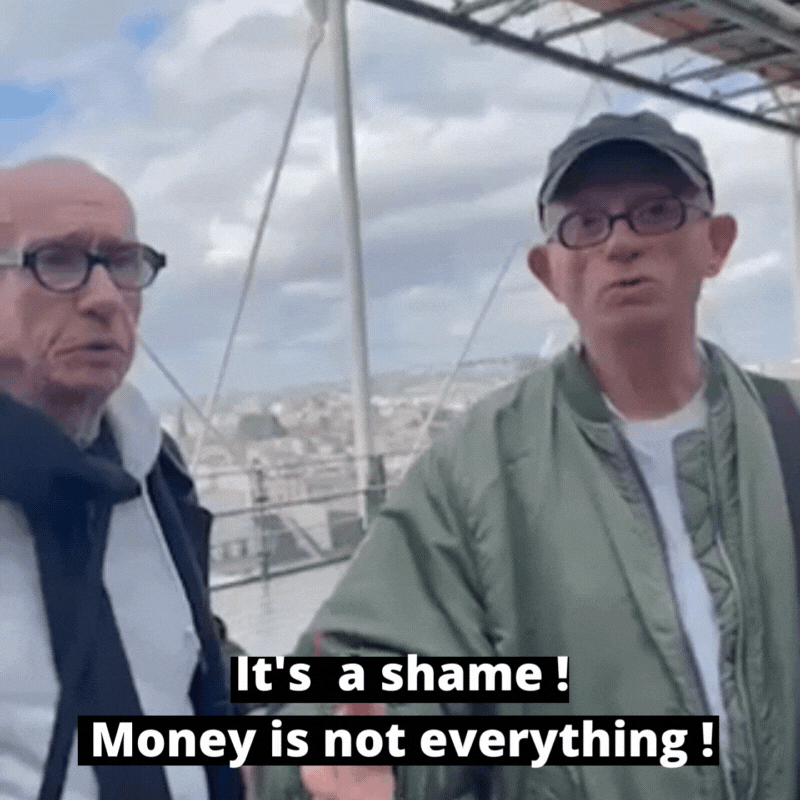 A GIF of a Parisian that expresses his opinion: It’s a shame! Money is not everything
