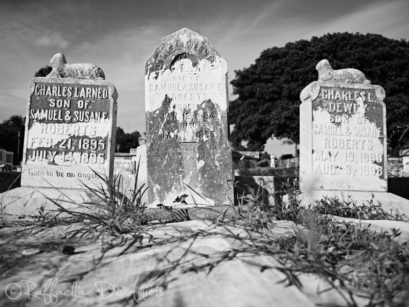 trio of gravestones in Key West Cemetery, Florida
