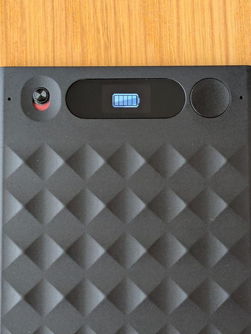 OLED display showing battery