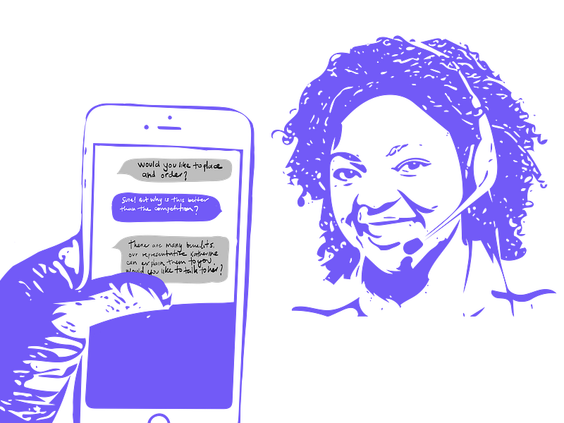 Bots can handoff to human sellers to close a transaction.