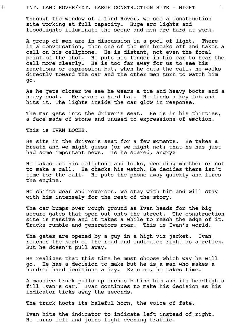 Page One: “Locke” (2013)