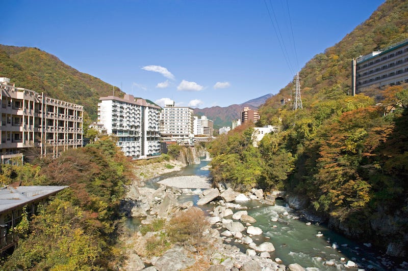 The river that runs through the center of Tochigi Prefecture’s Kinugawa Onsen near Nikko