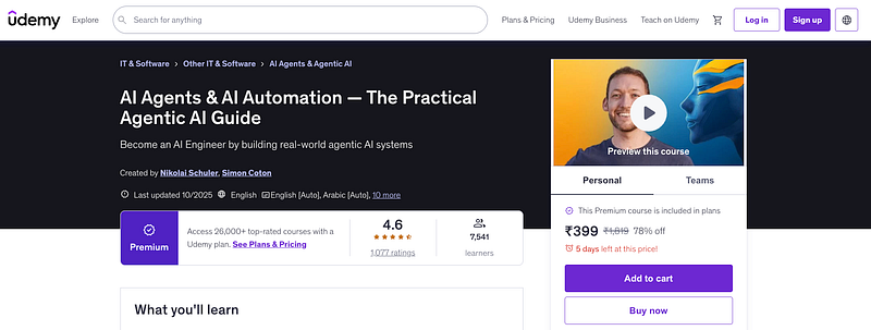 AI Agents and AI Automation: The Practical Agentic AI Guide — Udemy