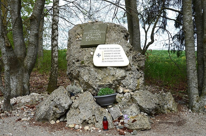 There is a memorial at the spot of Erwin Rommel’s suicide in Herrlingen.