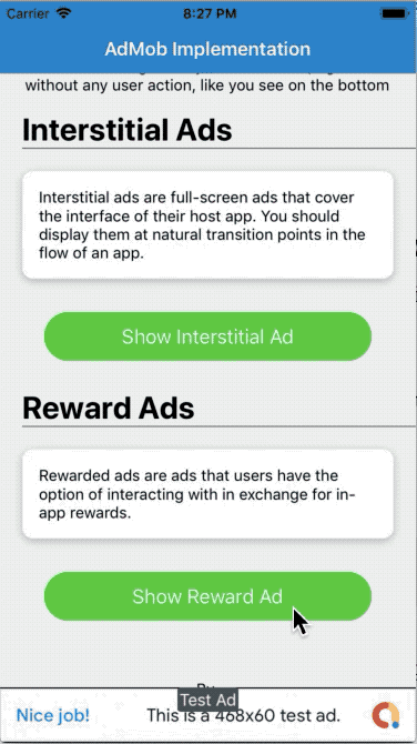 Admob reward ads in React native app
