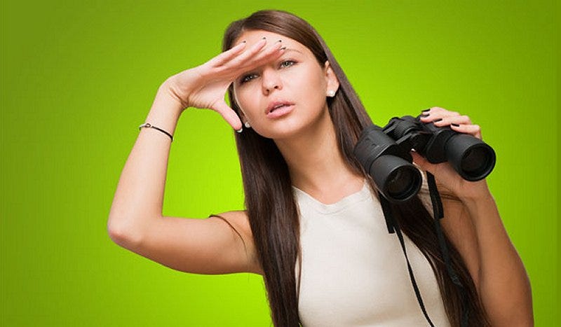 Girl with binoculars