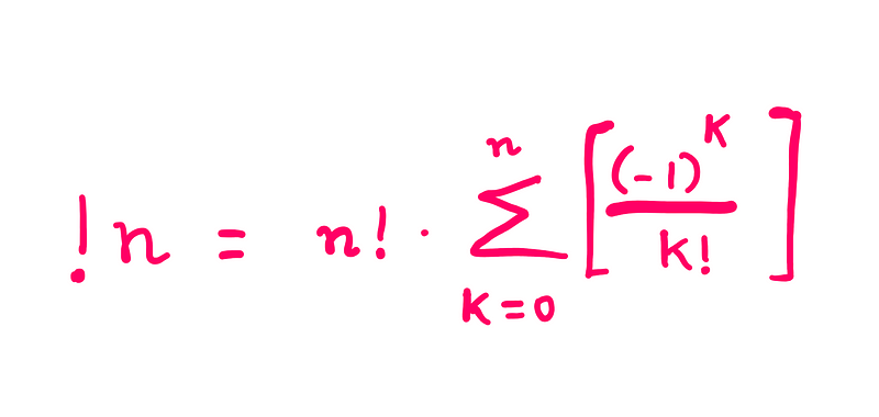 How to really solve the three 3s problem? !n = n! * Series_Sum_of_k=0_to_k=n[(-1)^k / k!]