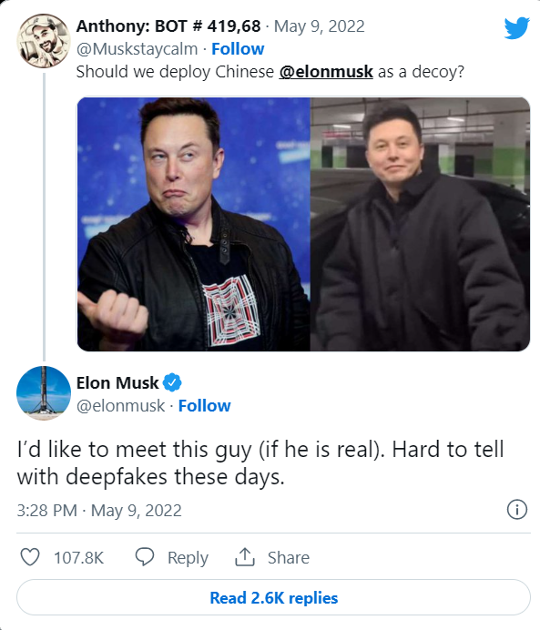 Tweet Elon Musk and doppelganger
